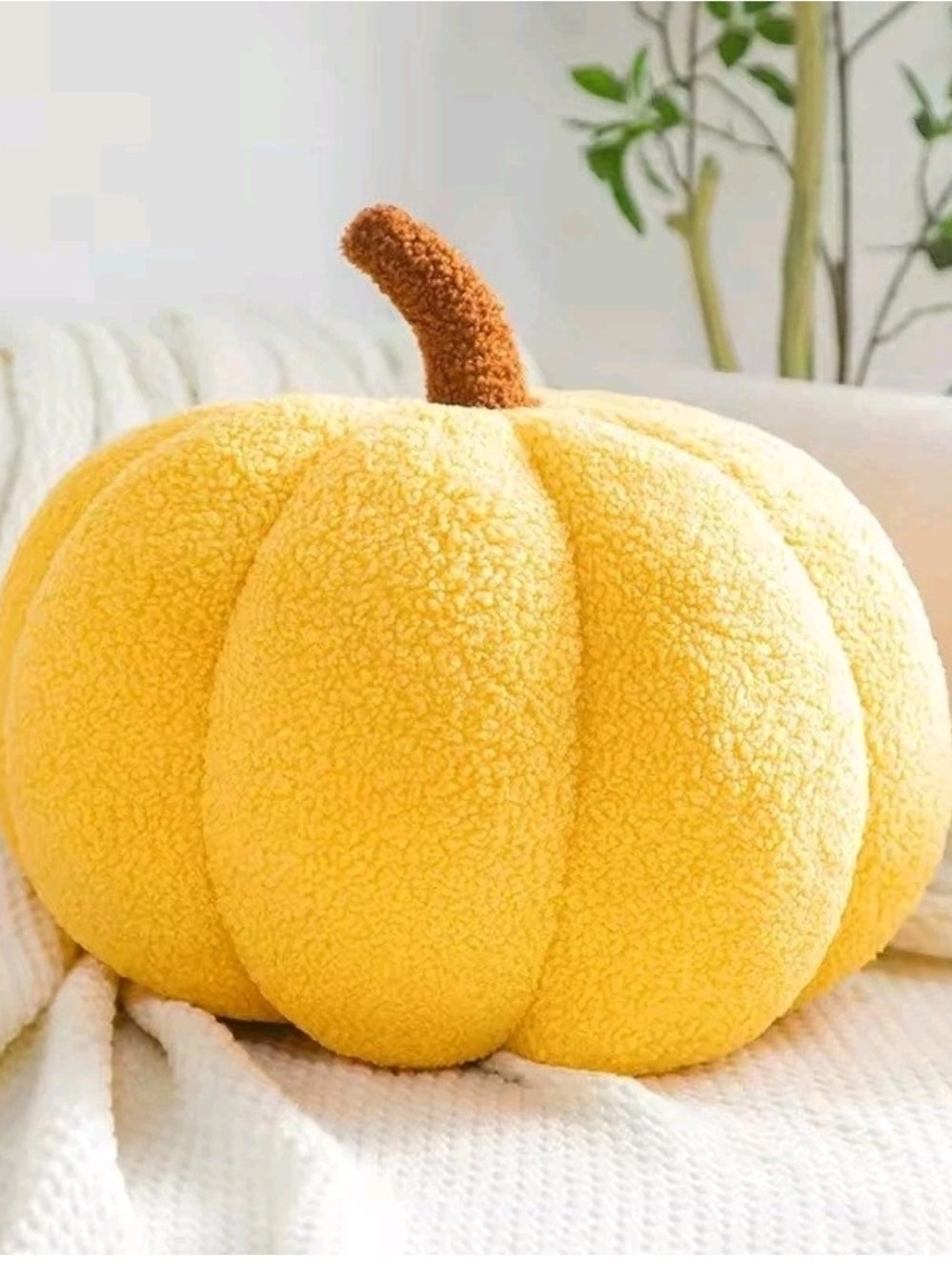 Plush Yellow Pumpkin Throw Pillow - Brand